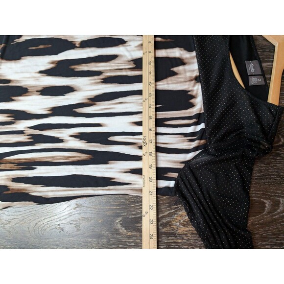 Chicos Travelers Collection Animal Print Top Mesh Sleeve Blouse M - Picture 8 of 9